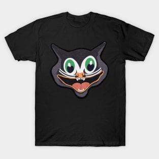 Felt Look Vintage Halloween Cat Face | Cherie's Art(c)2021 T-Shirt